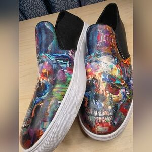 Robert Graham Morcilla Slip On Abstract Skull Shoes Size 9.5